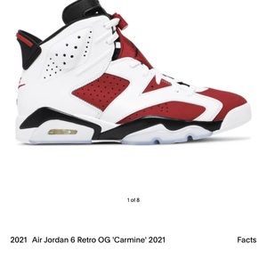 Carmine 6’s worn once at a party scuffs at the back & no laces